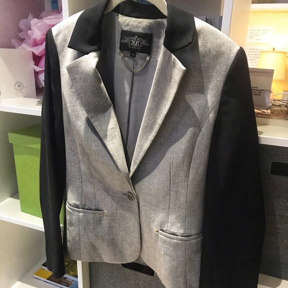 Rachel Roy grey and black colorblocked blazer - Picture 1 of 5